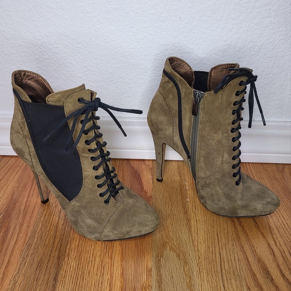 Sam Edelman Troy Ankle Boots in Green Suede Leather size 6.5 - Picture 1 of 10